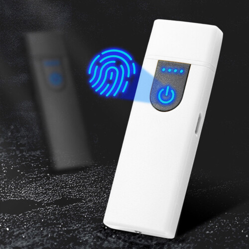 Λευκός επαναφορτιζόμενος αναπτήρας USB με επαγωγική αφή, αντιανεμικός 1