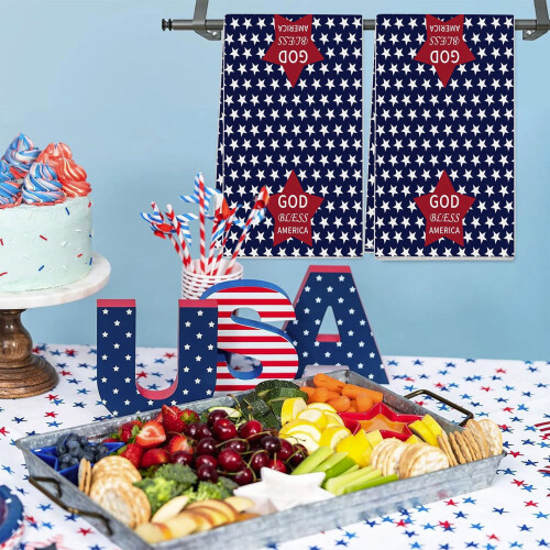 Independence Day Kitchen Towel Star Pattern 1 Pack