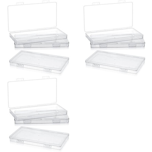 9Pack  Plastic Clear Storage Containers Box,Small Rectangle Empty Organizer Case with Hinged Lid for Collecting Bead