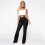 Jeans denim flare do mhná, meán-ardú caol feistithe 2