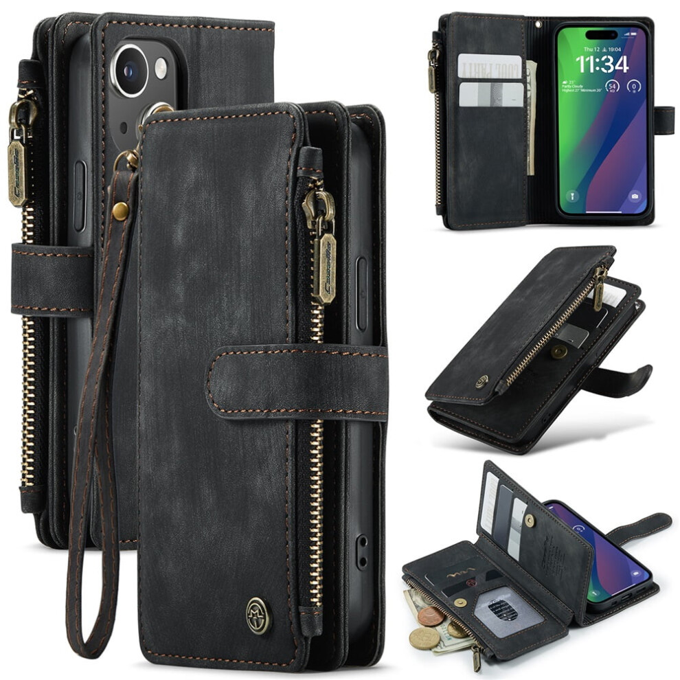 Caseme Iphone 15 Wallet Case Pu Leather Magnetic Flip Black 9122141633112