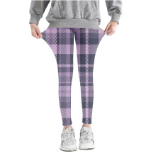 Medias elásticas de talle alto con estampado de celosía morado para niñas, 1