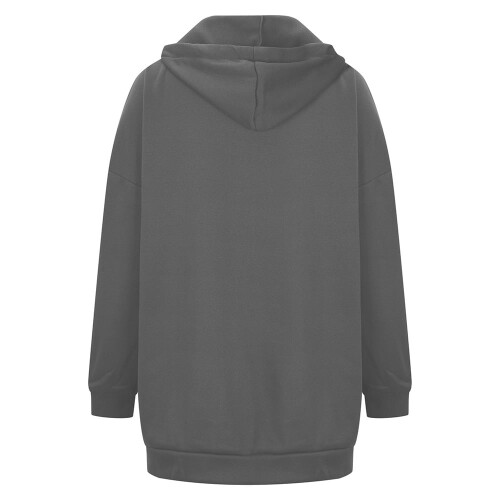 Dam grå enfärgad dragkedja med lång tunika, plus size 1