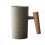 Ceramic Mug Retro Stoneware Wooden Handle 250ml 1