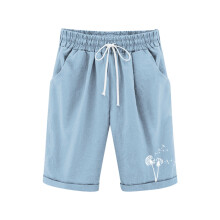 Girls Bermuda Shorts Blue High Waisted Knee Length 9-10