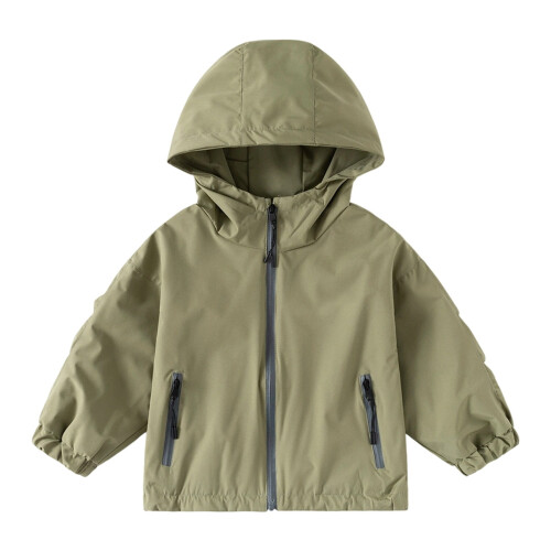 Boys Windbreaker Jacket Lightweight Hooded Zipper Solid