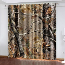 Camo Tree Blackout Curtains Forest Pattern Thermal Grommet