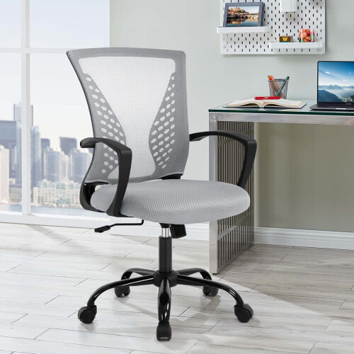 Ergonomic Office Chair Grey Mesh Back with Lumbar Support