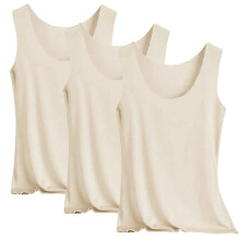 Women's Ice Silk Tank Top Seamless Sleeveless Beige L
