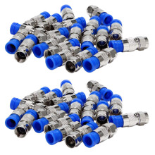 Raccordo A Compressione Coassiale Tipo F Connettore Rg6 40 Pezzi (Blu)