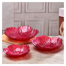 Flower Shape Fruit Plate Crystal Glass Pearlescent White 3