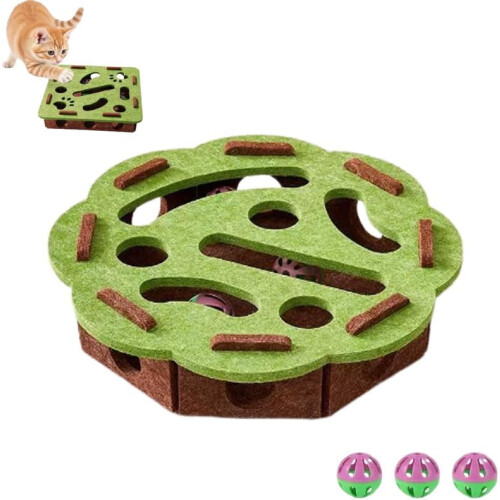 Cat Scratch Puzzle Enrichment Box with 3 Bells