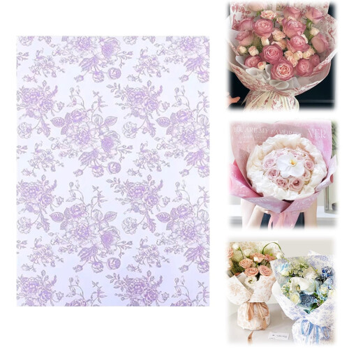10er-Rolle Geschenkpapier mit weißen Blumen 1