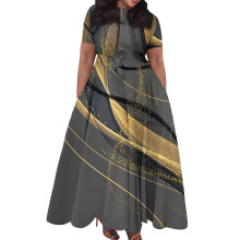 Robe trapèze rayée grande taille pour femme, gris foncé, taille 4XL