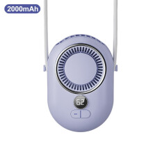 Ventilatore portatile indossabile per vita e collo con 3 velocità e luce LED.