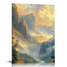 Vintage Painting Yosemite Valley Wall Art Landscape Canvas Art for Livingroom Bedroom Office 16x20 in