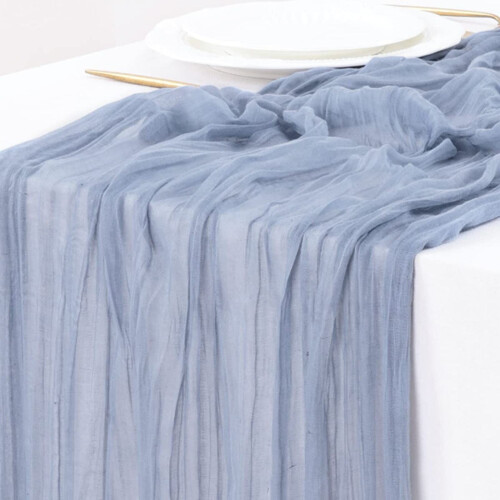 Traversă de masă în pânză de brânză, plisată, boho, rustică, neagră, 3 m