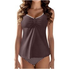 Dames tankini badpak met ruches en V-hals top.