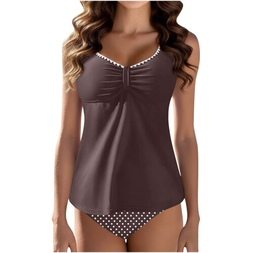 Γυναικείο μαγιό tankini με βολάν και V λαιμόκοψη