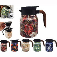 Vintage floral pattern tea thermos with built-in infuser