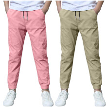 Boys Linen Pants Summer Chino Drawstring Trousers