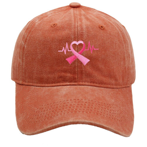 Pink Ribbon Baseball Cap Adjustable Denim Hat 1