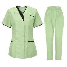 Women's Scrubs Set V-Neck Tunic and Pants Green 3X