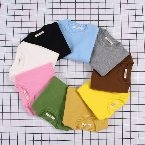 Todder Kid Little Boy Girl Solid Color Basic Pullover Knit Sweater 2