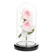 Glass Flower Rose Decoration with String Lights