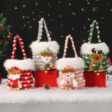 Pluche kerstcadeautas met sneeuwpop en kerstman (1 stuk)