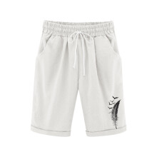 Girls Bermuda Shorts White Elastic Waist Knee Length 9-10