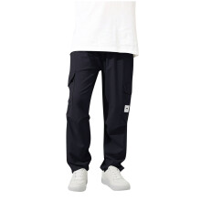 Teen Boys Cargo Pants Solid Black Wide Leg Elastic Waist
