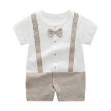 Baby Boy Gentleman Suit Romper Color Block Short Sleeve