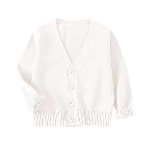Knit Cardigan for Toddlers Long Sleeve Button-Down White