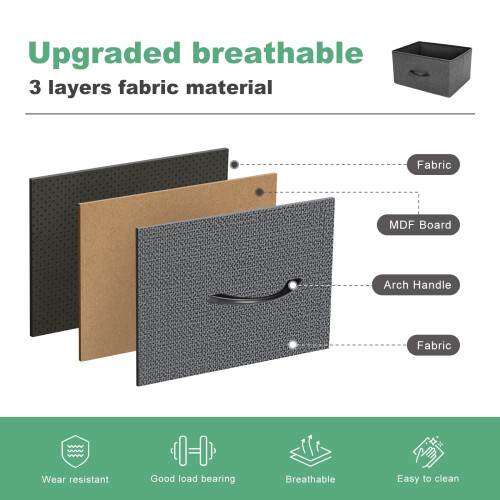Fabric Dresser with 10 Drawers Grey 2