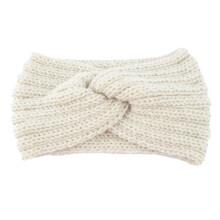 Beige cross-knit wool headband women 1 piece