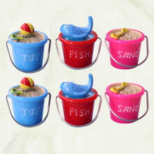 Mini Beach Bucket Garden Figurines Assorted Colors 6 pcs