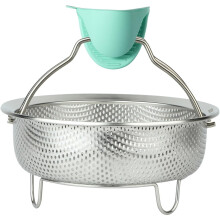 Stainless Steel Steamer Basket with Handles and Feet Large