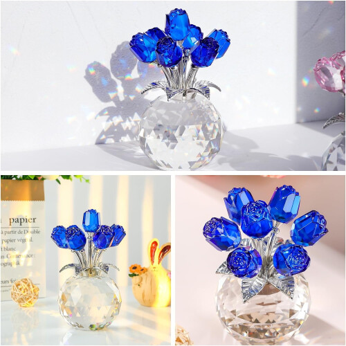 Kristallrosenfigur, blaues Glas, 1 Stück 2