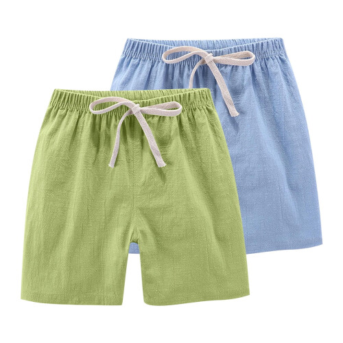 Kids Shorts Cotton Linen 2-Pack Drawstring White 8-9 Years