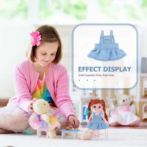 Doll Overall Dress for Stuffed Bear Blue 1 Piece 2