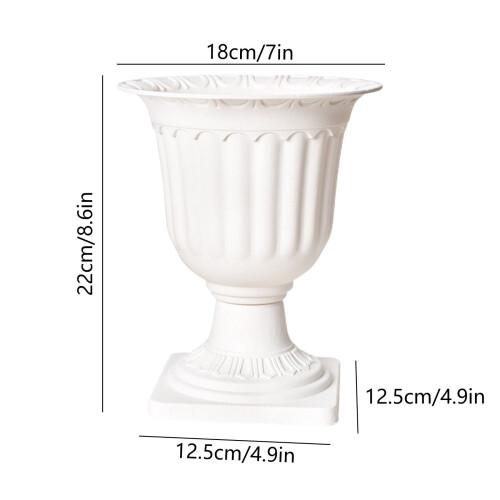 Maceta de plástico blanca estilo romano, 22x18cm, desmontable. 2
