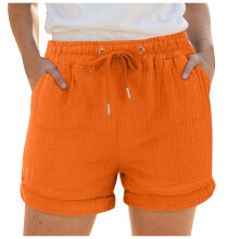 Women's High Waisted Cotton Gauze Shorts with Pockets