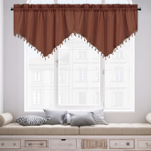 Short Curtain Valance with Crystal Beads for Kitchen Bedroom