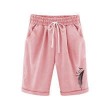 Girls Bermuda Shorts Pink Solid Elastic Waist Knee Length