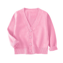 Knit Cardigan for Kids Solid Pink Long Sleeve Button-Up
