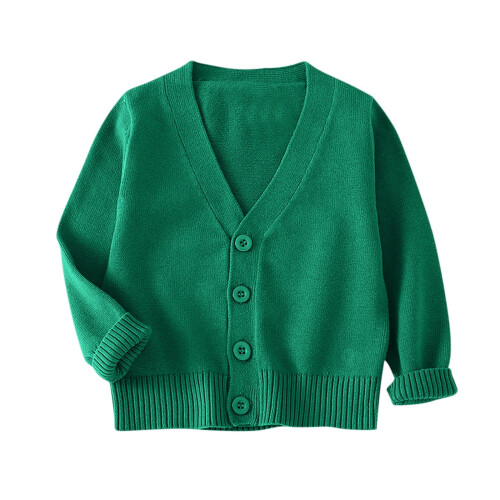 Kids Solid Knit Cardigan Green 11-12 Years