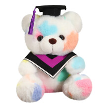 Graduation Bear White Plush Bear 9 inch with Hat