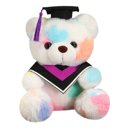 Graduation Bear White Plush Bear 9 inch with Hat