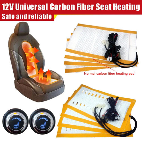 Carbon Fiber Heated Seat Pad Kit with Switch 12V 1